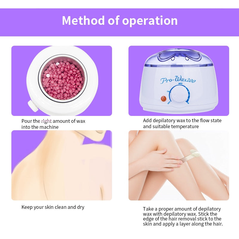 Hot Wax Warmer Kit safety Constant Temperature Painless Hair Removal