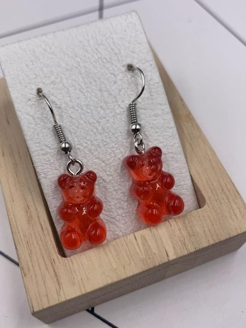 Cartoon Cute Resin Earrings  Colorful Animal Bear