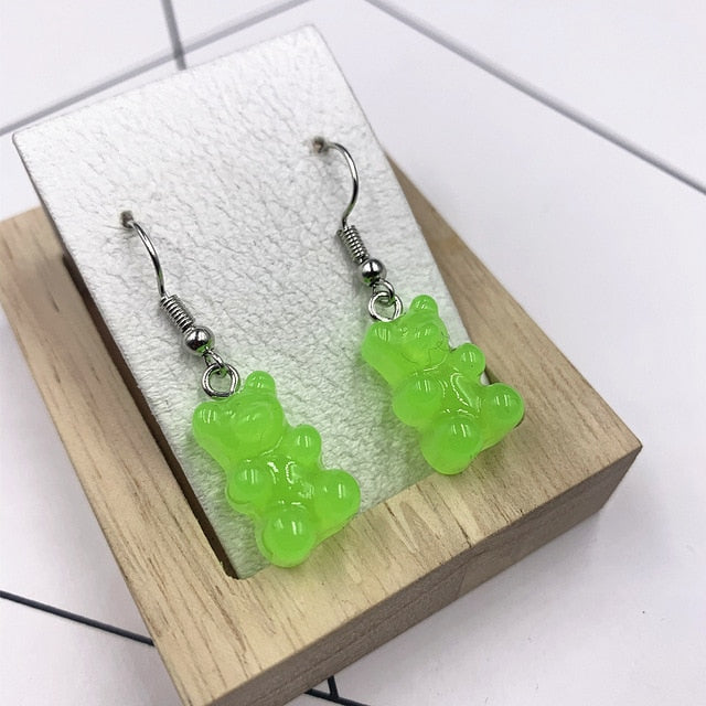 Cartoon Cute Resin Earrings  Colorful Animal Bear
