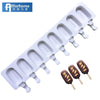 Allforhome 8/4/1 Hole Silicone Ice Cream Mould Ice Cube Tray Popsicle Barrel Diy Mold Dessert Ice Cream Mold with Popsicle Stick