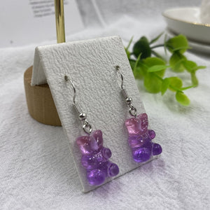 Cartoon Cute Resin Earrings  Colorful Animal Bear